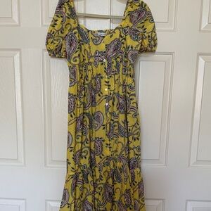 Zara Vibrant Yellow Paisley Maxi Dress